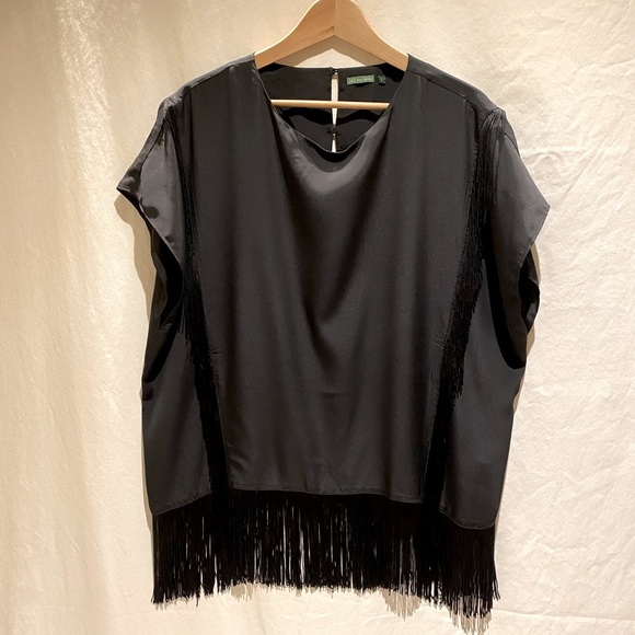 Anthropologie The Letter Black Fringe Top, size L - Picture 1 of 7